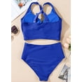 thumbnail image 5 of Women's Textured Bikini Sets Twist Front Top Swimsuits High Waisted Bathing Suits, 5 of 5