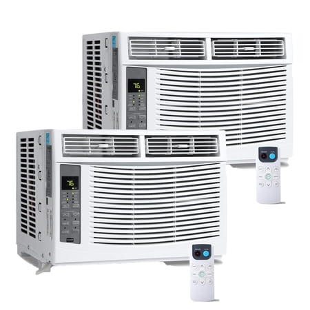 GOCAPTAIN 2 Pack 6000 BTU Window Air Conditioner Window AC – Cools Up to 250 Sq.Ft, Ultra-Quiet 50 dB, Multiple Modes, Washable Filter, Easy Install – Compact for Bedroom Office Home Dorm