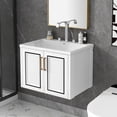 thumbnail image 2 of Fulvari 24" Bathroom Vanity, Wall Mounted Bathroom Vanity with Ceramic Basin, 2 Shutter Doors, Solid Wood & MDF Board, White, 2 of 8