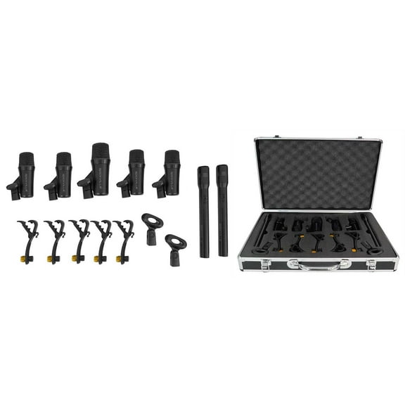 Rockville PRO-D7 KIT 7 Mic Drum Kit w/Bass Snare Condenser Overhead Microphones