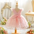 thumbnail image 4 of FFENYAN Solid Color Lace Princess Dress for Girls with 3D Butterfly Flutter Sleeves Round Neck Long Sleeve Tulle Party Dress for Weddings Birthdays and Special Occasions for 2-10 Years, 4 of 6