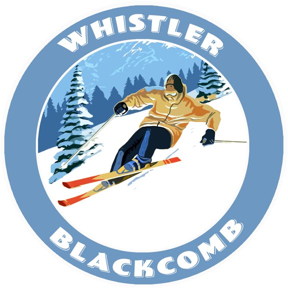 Whistler Blackcomb, British Columbia Skier Decorative Car Truck Decal Window Sticker Vinyl Die-Cut Wildlife Travel Adventure Vacation Tourist Souvenir
