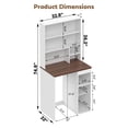 thumbnail image 3 of Advwin Coffee Bar Cabinet with Mini Fridge Space, 74" Tall Kitchen Storage Cabinet with Mug Hooks & Glass Holders, Mini Fridge Stand for Dorm, Kitchen, Office, Apartment, Home Bar, White+Walnut, 3 of 10