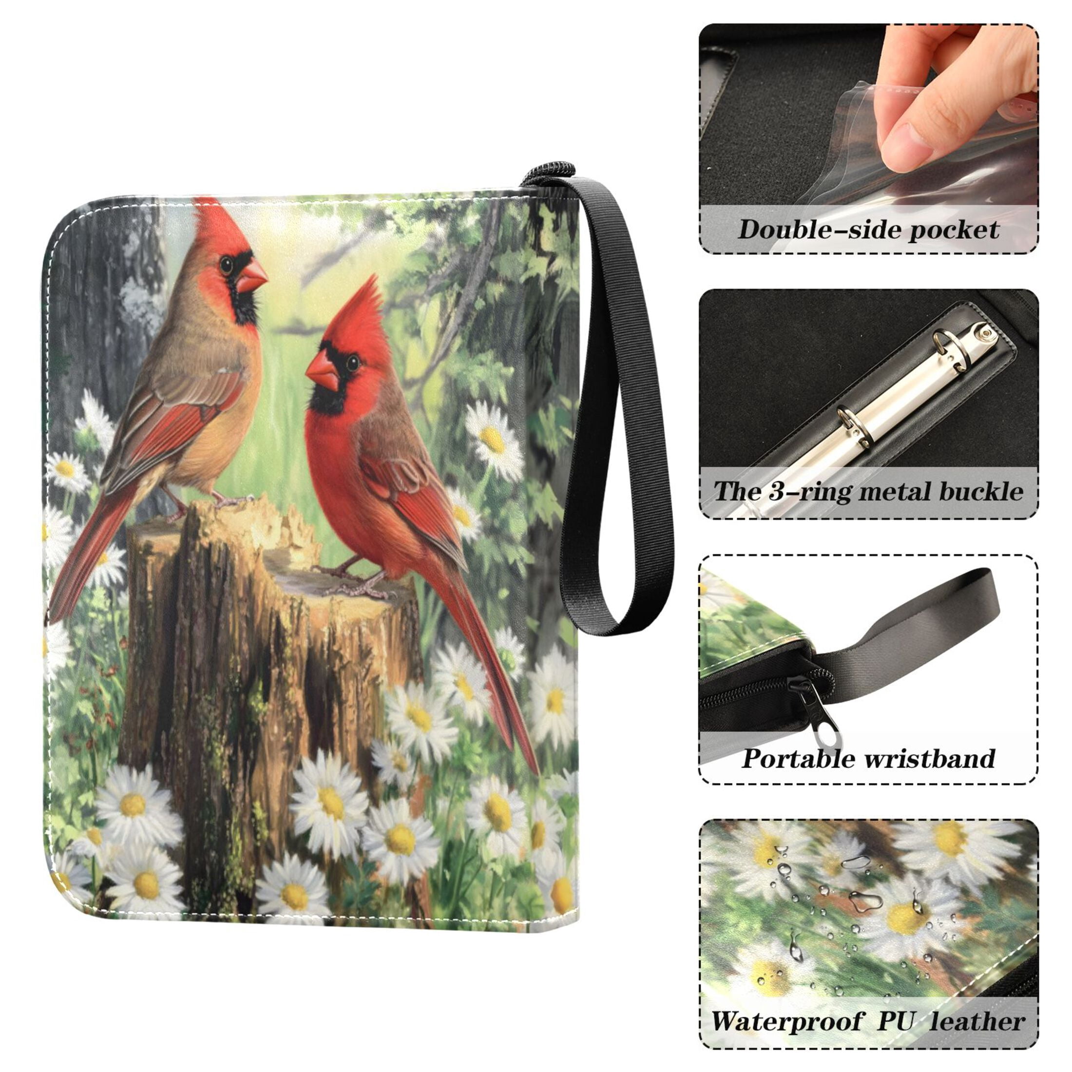 ALAZA Cardinals Daisy Floral Trading Card Binder 4 Pocket Cards Collection Album 400 Folder Holder