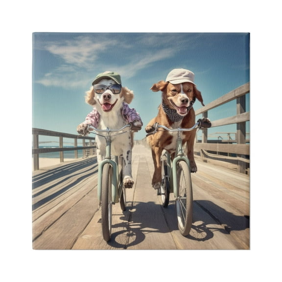 Stupell Industries Funny Bike Riding Dogs Animals & Insects Painting Gallery Wrapped Canvas Art Print Wall Art, 36 x 36