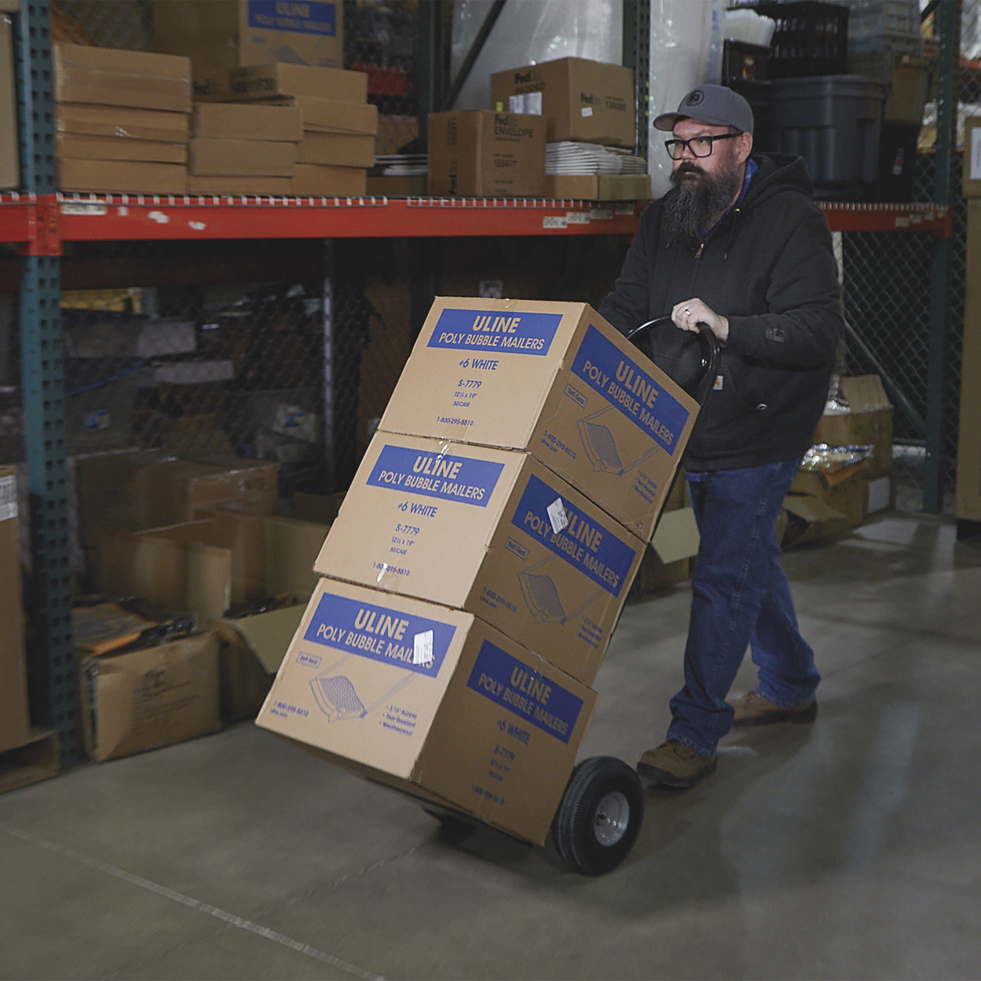 Ironton Steel Pneumatic Hand Truck, 600-Lb. Capacity, 16.93in.L x 21.65in.W x 51.57in.H