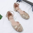 thumbnail image 6 of LUOGENLI Slippers Girls Slippers Size 4 Big Kids Big Kids Girls Closed Toe Pearl Decorated Hook & Loop Glittering Princess Shoes Party Wedding Prom Girls Slippers Size 12T Gold 29, 6 of 6