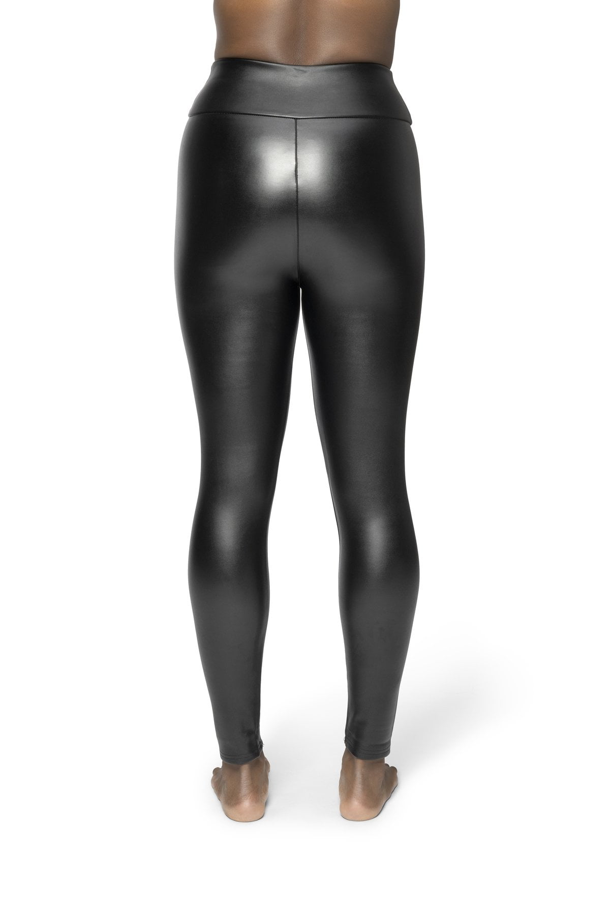 Black leather effect long legging with abdomen control waistband – Tatubaby  Label