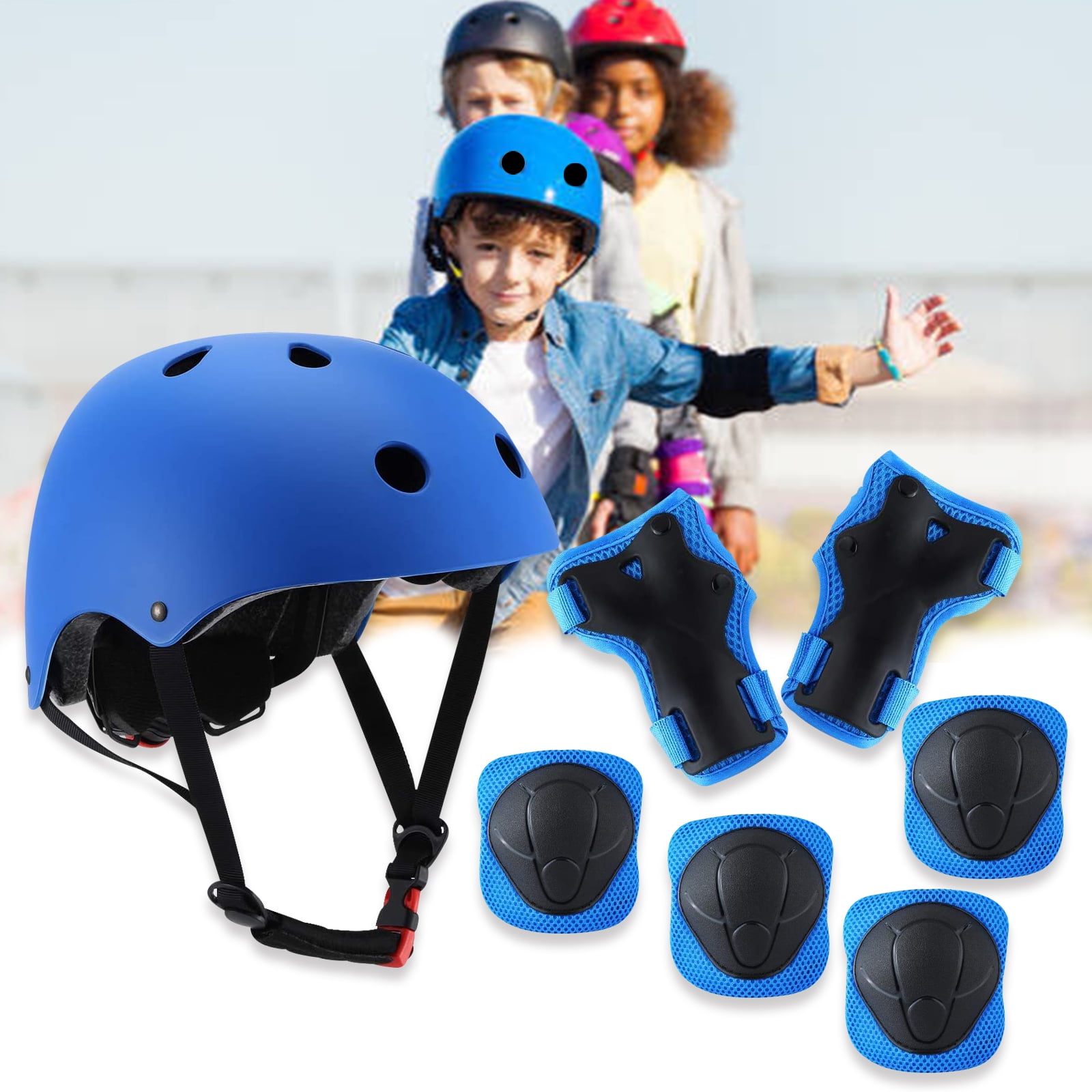 Apark Kids Bike Helmet Protective Gear Set Age 3-8 Years Knee Pads Elbow Pads Wrist Guards and Adjustable Skateboard Helmets for Scooter Cycling Roller Skating Boys Girls 