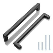 KNOBWELL 30 Pack Black Stainless Steel Cabinet Pulls Kitchen Cabinet Handles Matte Black 7-9/16" Hole Spacing, 8" Overall Length Kitchen Cupboard Handles