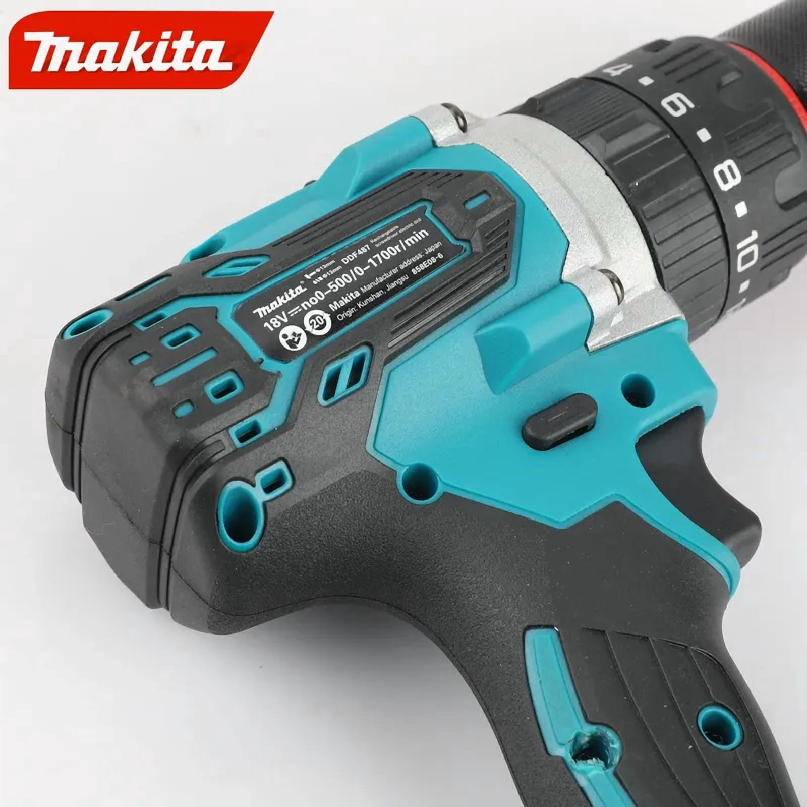 Makita DDF487 13mm red and black brushless household 18V lithium-ion charging impact drill, high torque electric screwdriver
