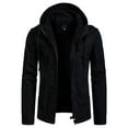 thumbnail image 2 of CEHVOM Men Solid Casual Hooded Zipper Buttons Turndown Pocket Cardigan Jacket Coats, 2 of 8