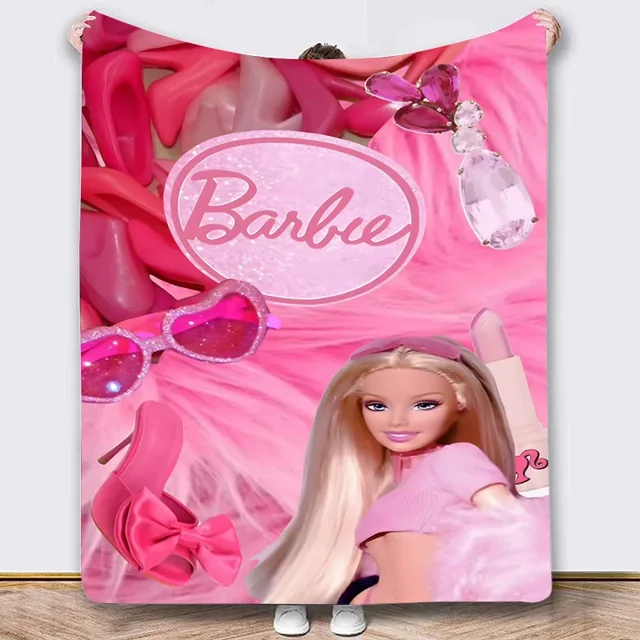 MINISO Barbie The Movie Peripheral Two-dimensional Flannel Nap Blanket Picnic Sofa Blanket Outdoor Blanket Cartoon Best Gift