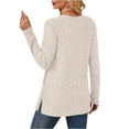 thumbnail image 4 of Fshiont Womens Sweaters Crewneck Long Sleeve Shirts with Pockets Fall 2025 Fashion Winter Clothing Side Slit Beige L, 4 of 6
