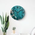 thumbnail image 4 of 16 Inch Wall Clock Battery Operated Silent Clock Decorative for Office, Kitchen, Outdoor, Living Room，Daisy Flower on Blue Wooden Exquisite, 4 of 4
