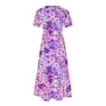 thumbnail image 4 of gljltg Women's Casual Flower Print Tiered Maxi Dress with Pockets, Polyester Spandex Lightweight Breathable Summer Winter, Beach Travel Work Party Outfit, Easy Care Washable, 4 of 6