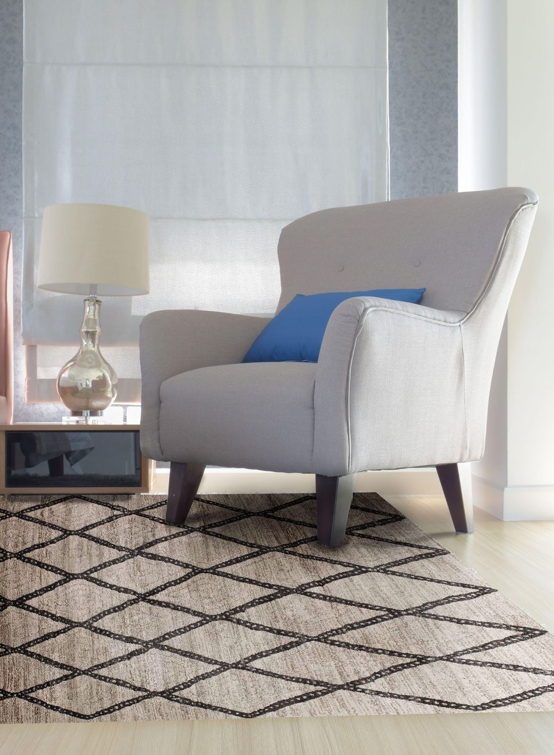 Zunthus Light Tan and Brown Woven Area Rug