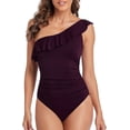 thumbnail image 2 of Mycoco Womens One Piece Swimsuits One Shoulder Ruched Ruffle Monokini Bathing Suits, 2 of 9