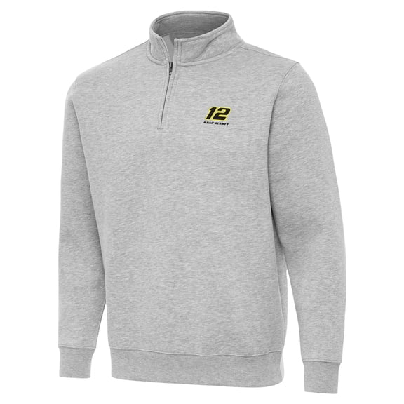 Men's-Antigua  Heather Gray Ryan Blaney Victory Quarter-Zip Sweatshirt
