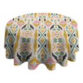 thumbnail image 4 of Multicolor Ethnic Geometric Pattern Round Tablecloth 60"x60",Wrinkle Wipeable Table Cloth for Kitchen Dining Room Picnic Patio Party, 4 of 6