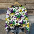 thumbnail image 2 of Gamivast Womens Mardi Gras Sweatshirts Plus Size Trendy Mask Graphic Drop Shoulder Pullover Casual Loose Long Sleeve Crew Neck Blouse Holiday Carnival Top, 2 of 2