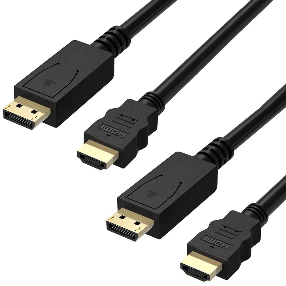 DP to HDMI Cable 6FT (2 Pack), Fosmon [UL Listed] Gold Plated