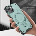 thumbnail image 2 of Allytechgroup Case for iPhone 15 Plus, [Compatible with Magsafe] Wireless Charging Shell with Magnetic Card Pockets [Military Drop Protection] Rugged Hard Back & Shockproof TPU Cover, Midnightgreen, 2 of 12