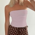 thumbnail image 6 of APEXFWDT Women's Striped Tube Tops Strapless Bandeau Tops Double Lined Slim Fit Summer Y2K Going Out Tank Tops for Girls，XL,Watermelon Red, 6 of 9