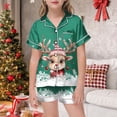 thumbnail image 2 of Girls Christmas Pajama Set Holiday Themed Short Sleeve Button Down Top and Comfortable Shorts Cute Sleepwear for Kids Festive Family Matching Outfit, 2 of 4