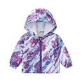 thumbnail image 2 of Cethrio Girls Lightweight Jackets, Printed Full Zip Long Sleeve Outdoor Kids Windbreaker with Hood Purple Size 6-7 T, 2 of 7