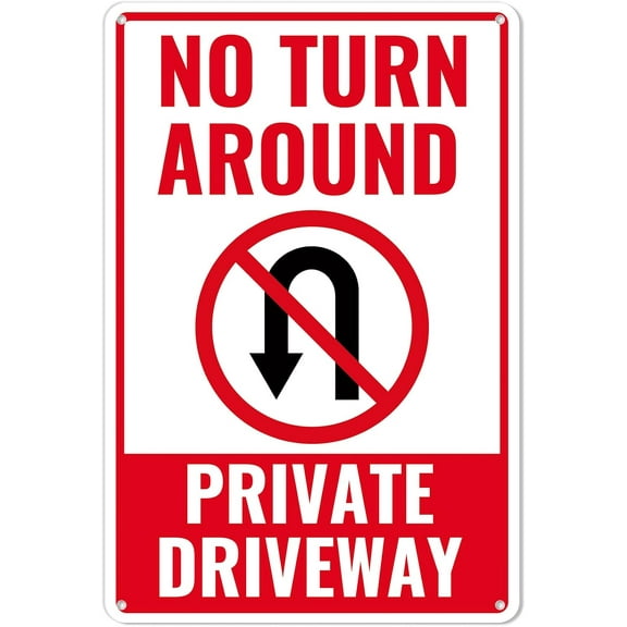 No Turn Around Private Driveway Warning Metal Sign Vintage Sign Wall Decor for Home Farm Bar Coffee Shop Club Decoration 8x12 inch
