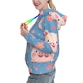 thumbnail image 3 of Yiaed Cute Pig Flowers Print Womens Casual Hoodies Crew Neck Long Sleeve Sweatshirts With Pocket Pullover Tops Women's Hooded Sweatshirt-Large, 3 of 5