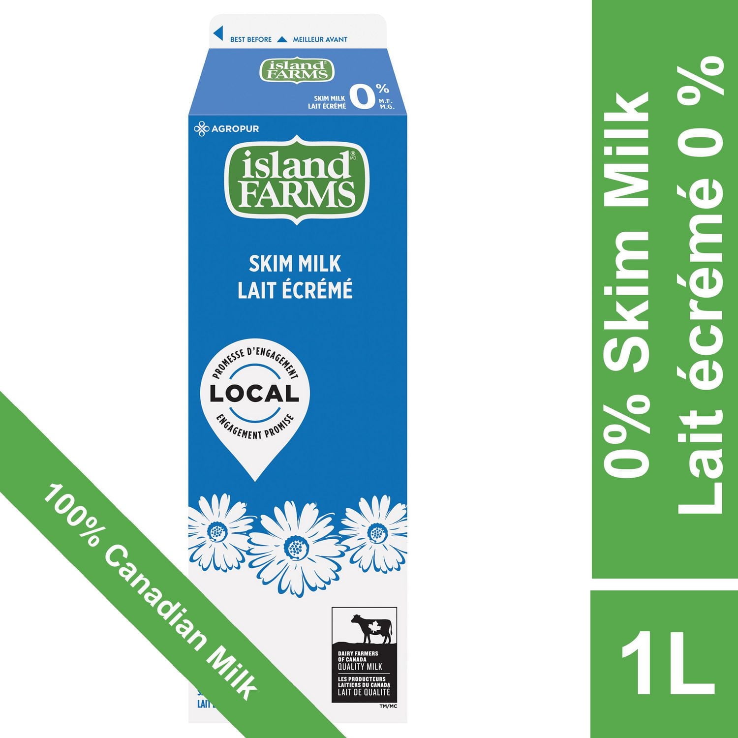 Island Farms 0% Fat Free Skim Milk, 1 L