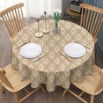 thumbnail image 3 of Golden Christmas Pattern Round Tablecloth 60"x60",Wrinkle Wipeable Table Cloth for Kitchen Dining Room Picnic Patio Party, 3 of 6