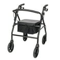 thumbnail image 3 of Walkers for Seniors, 4 Wheel Rollator Walker with Seat & Pouch, Folding Mobility Steel Rolling Walker, Height Adjustable, 8" Wheels, Removable Back Support, Load 300 Lbs, Blue, 3 of 7
