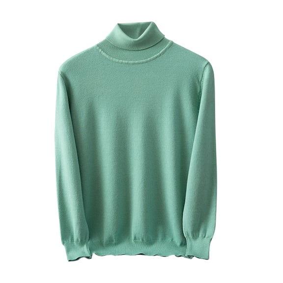 Wyobmus Men's Turtleneck Sweaters Casual Slim Fit Basic Tops Knitted Lightweight Pullover Solid Sweaters B-Green