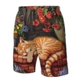 thumbnail image 4 of Fotbe Sleeping Cat Flowers Trajes de Baño Estampados para Hombre, Shorts de Verano de Secado Rápido, Ropa de Playa, Bañadores-X-Large, 4 of 6