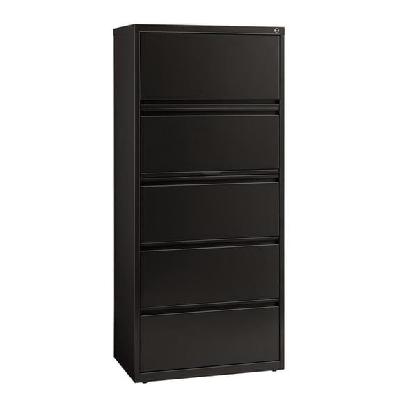 Scranton & Co 30" 5-Drawer Modern Metal Lateral Filing Cabinet in Black