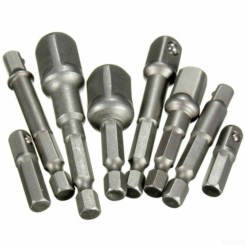 8X Drill Socket Bit Adapter Hex Shank Impact Extension Bits Driver Bar Wrench 