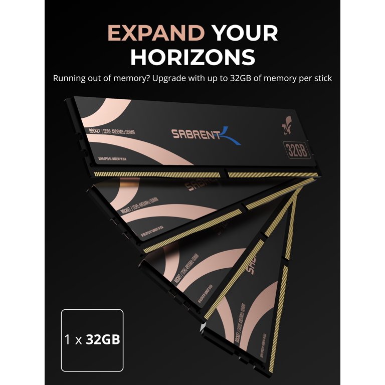 SABRENT Rocket DDR5 32GB U-DIMM 4800MHz RAM for Gaming Desktops