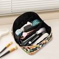 thumbnail image 2 of FORMRS Makeup Bag Travel Cosmetic Organizer for Women Fold Flat Zipper Pouch with Handle, Black Clover Pattern, 2 of 8