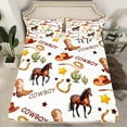 thumbnail image 2 of Manfei Western Cowboy Twin Sheet Sets,Retro Horseshoe Boots Twin Fitted Sheet,Rustic Farmhouse Cabin Flat Sheet For Boys Kids,Ultra Soft Home Decor,3pcs, 2 of 7