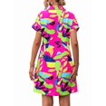 thumbnail image 2 of Womens Summer Shirt Dress Short Sleeve Floral Shift Dress Casual Loose Flowy Beach Sundress Rose Red M, 2 of 9