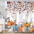 thumbnail image 2 of Fall Shower Curtains for Bathroom, Thanksgiving Pumpkins Autumn Leaves Shower Curtain Set with Hooks, Blue Orange Waterproof Fabric Fall Bathroom Decor Accessories, 72 x 72 Inch, 2 of 6