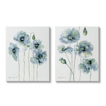 Stupell Blue Poppies Blooming Garden Flowers Botanical & Floral Painting Gallery Wrapped Canvas Print Wall Art, Set of 2