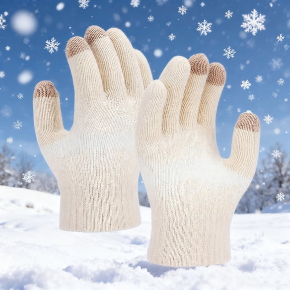 Teyfeniy Winter Knit Gloves for Women Screentouch Color Matching Thermal Warm Fall Winter Snow Ski Warm Glove for Outside Activity