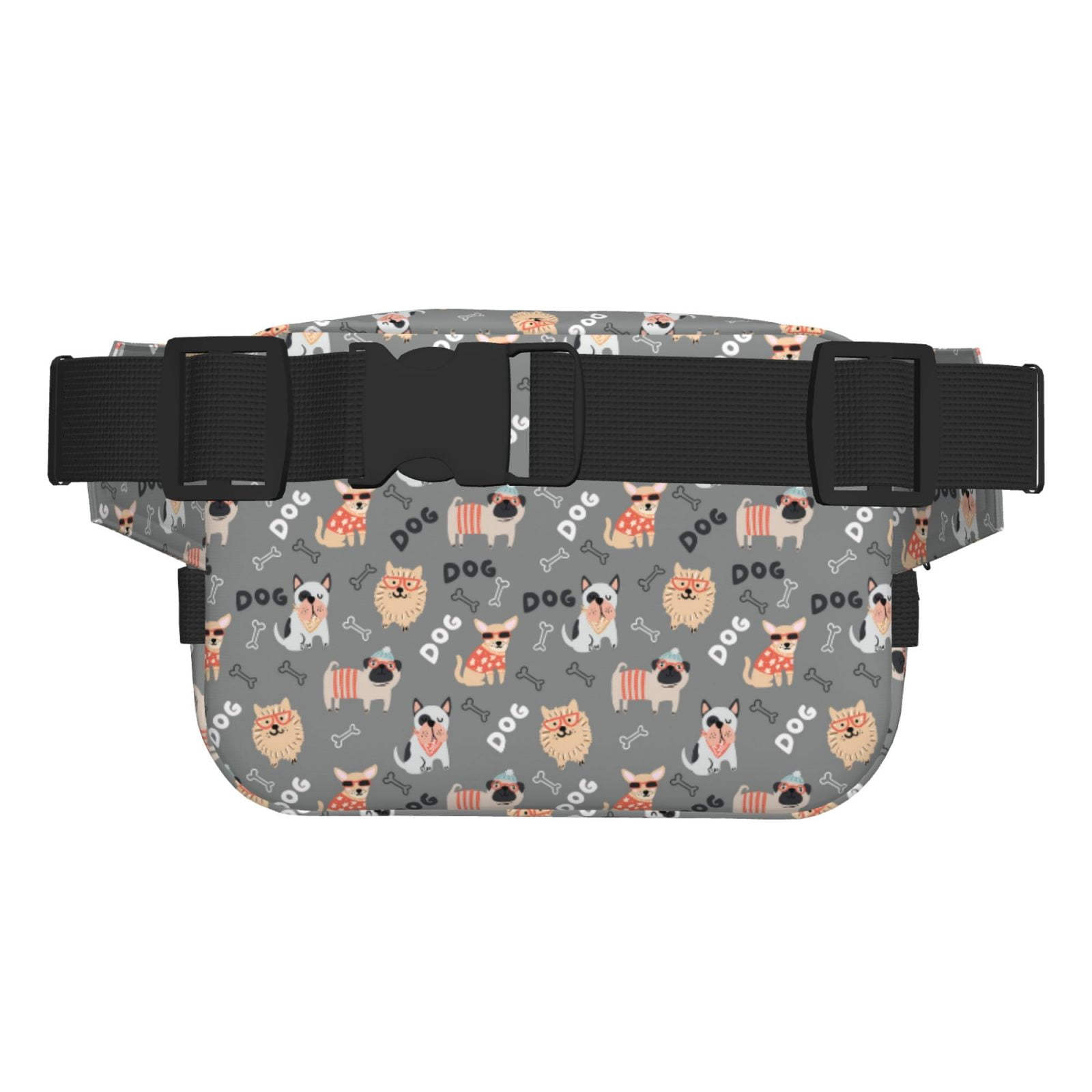 Picia Bulldog Print Square Double-Layer Waist Bag Mini Adjustable Waist Belt Bag Exercise Running Travel Hiking