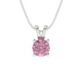 thumbnail image 4 of Clara Pucci 14K White Solid Hypoallergenic Gold 0.5Ct Pink Zircon Round Brilliant Cut Solitaire Designer Necklace Pendant For April, 4 of 7