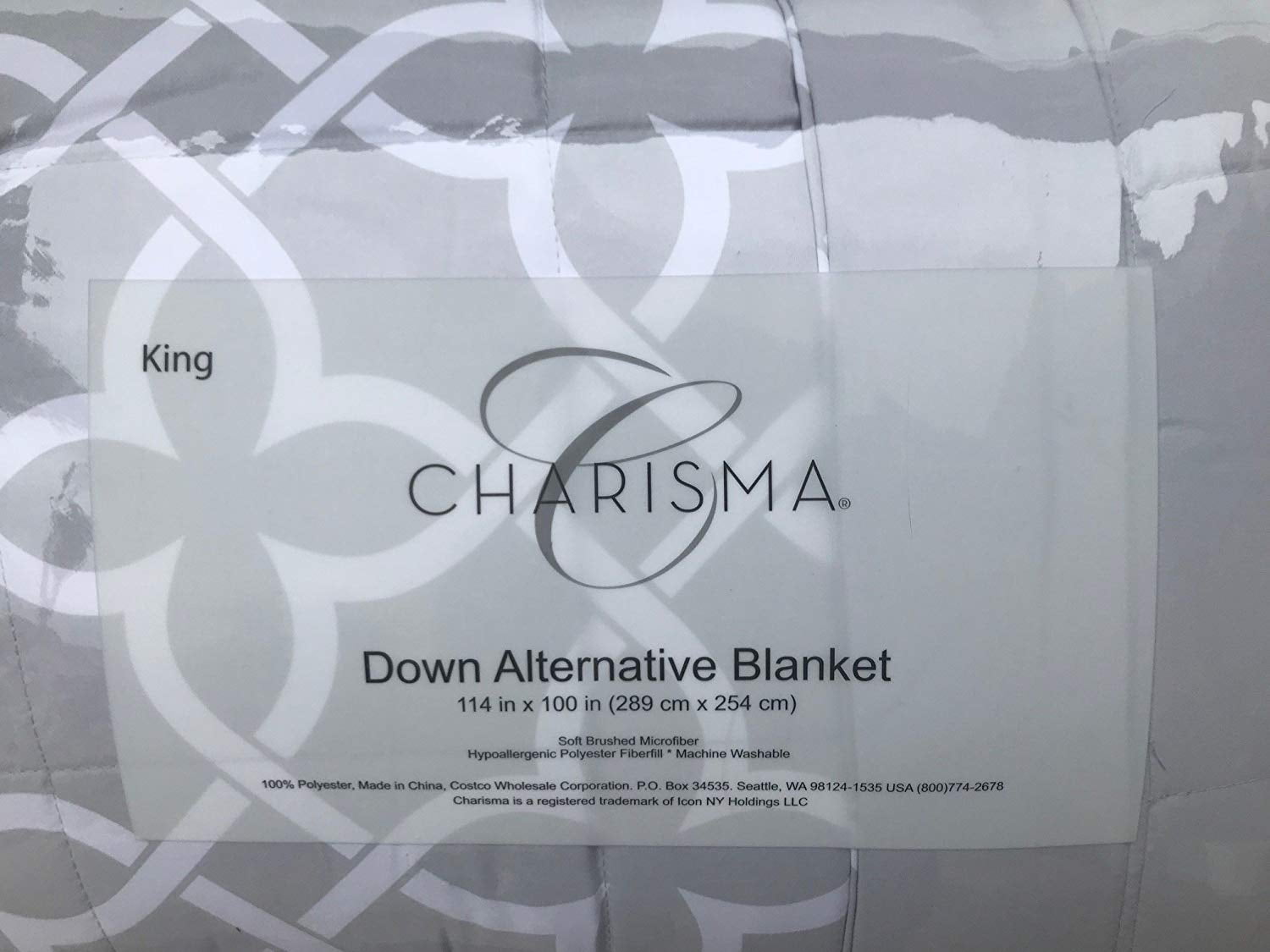 Charisma Down Alternative Blanket, KING Light Grey 114 in x 100 in