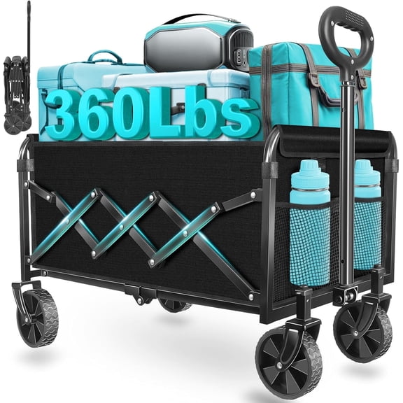 JINIHFW Black Metal, 360 lb Load Capacity, Collapsible Trolley